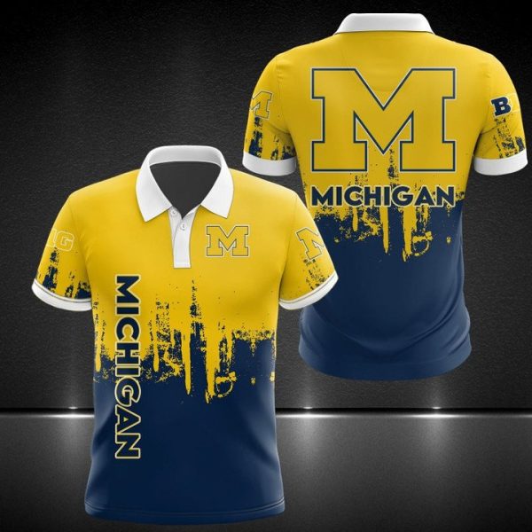 Michigan Football Ncaa 3D Polo Shirt Michigan Wolverines Polo Shirts