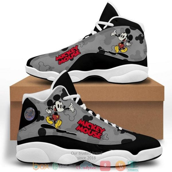 Mickey Mouse Grey Air Jordan 13 Sneaker Shoes Mickey Minnie Mouse Air Jordan 13 Shoes