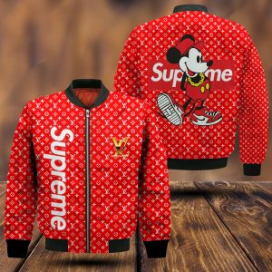 Mickey Mouse Supreme Louis Vuitton Red Pattern Bomber Jacket Louis Vuitton Bomber Jacket
