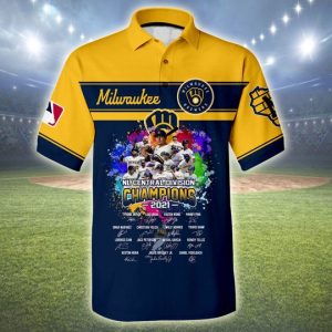 Milwaukee Brewers Nl Central Division Champion 2021 3D Polo Shirt Milwaukee Brewers Polo Shirts