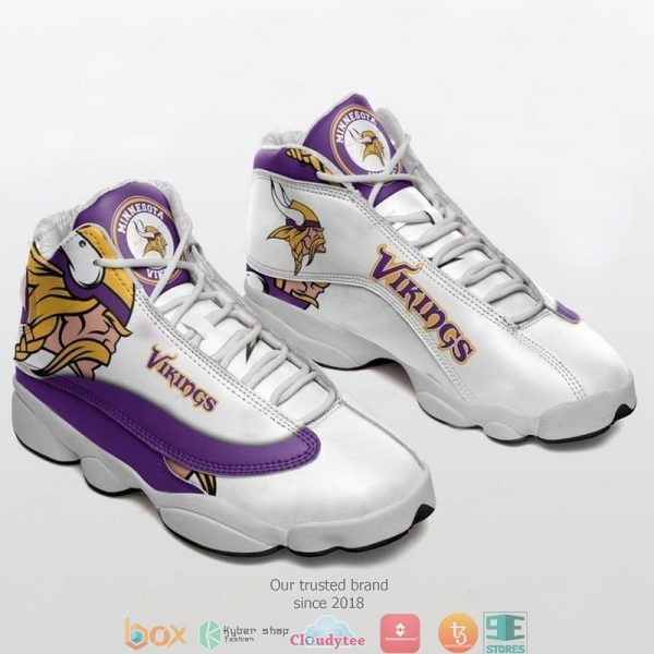 Minnesota Vikings Football Nfl Big Logo Air Jordan 13 Sneaker Shoes Minnesota Vikings Air Jordan 13 Shoes