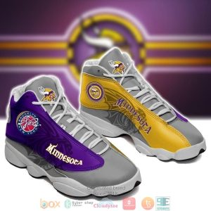 Minnesota Vikings Nfl Football Team Big Logo 36 Gift Air Jordan 13 Sneaker Shoes Minnesota Vikings Air Jordan 13 Shoes