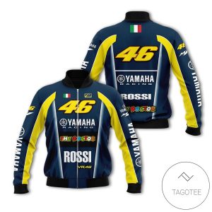 Moto Gp Motocross Valentino Rossi Yamaha Branded Unisex Racing 3D Bomber Jacket Yamaha Bomber Jacket