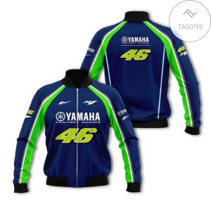 Moto Gp Motocross Valentino Rossi Yamaha Navy Motorcycle Racing Team 3D Bomber Jacket Yamaha Bomber Jacket