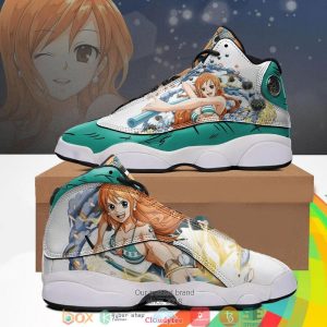 Nami Sone Piece Custom One Piece Anime Air Jordan 13 Sneaker Shoes One Piece Air Jordan 13 Shoes