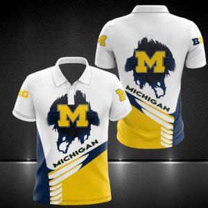 Ncaa Michigan Football 3D Polo Shirt Michigan Wolverines Polo Shirts