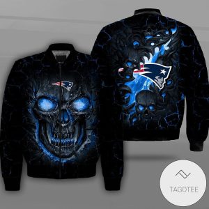 New England Patriots Lava Skull Full Print Bomber Jacket New England Patriots Bomber Jacket