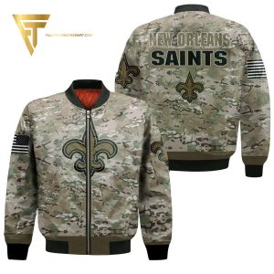New Orleans Saints Camo Full Printing Bomber Jacket New Orleans Saints Bomber Jacket