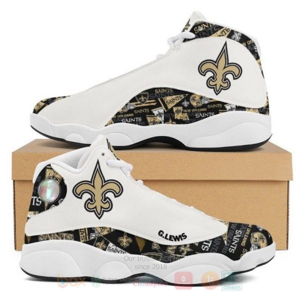 New Orleans Saints Nfl Big Logo Football Team Air Jordan 13 Shoes 2 New Orleans Saints Air Jordan 13 Shoes
