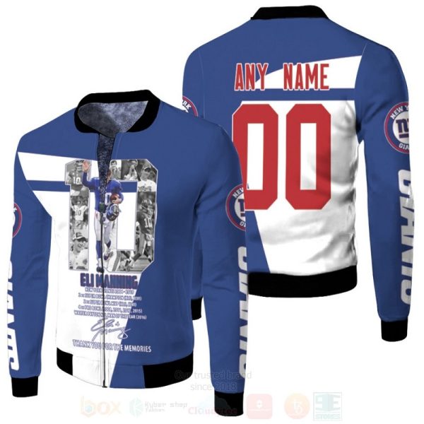 New York Giants Eli Manning 10 Nfl Signed Personalized 3D Bomber Jacket New York Giants Bomber Jacket