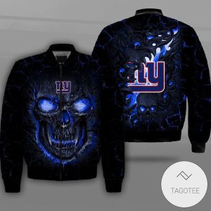 New York Giants Lava Skull Full Print Bomber Jacket New York Giants Bomber Jacket