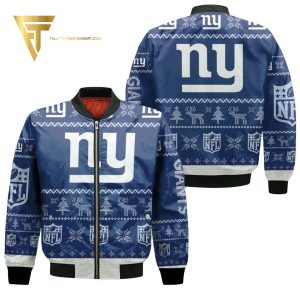 New York Giants Ugly Christmas Full Printing Bomber Jacket New York Giants Bomber Jacket