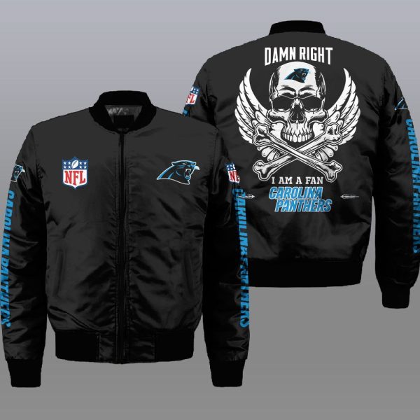 Nfl Carolina Panthers Wings Skull 3D Bomber Jacket Carolina Panthers Bomber Jacket