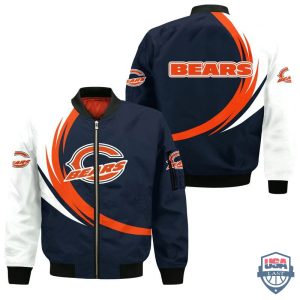 Nfl Chicago Bears Curve Design Bomber Jacket Chicago Bears Bomber Jacket