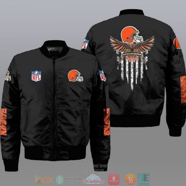 Nfl Cleveland Browns Eagle Thin Line Flag Bomber Jacket Cleveland Browns Bomber Jacket