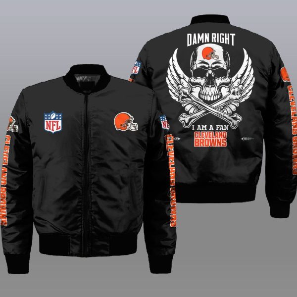 Nfl Cleveland Browns Wings Skull 3D Bomber Jacket Cleveland Browns Bomber Jacket