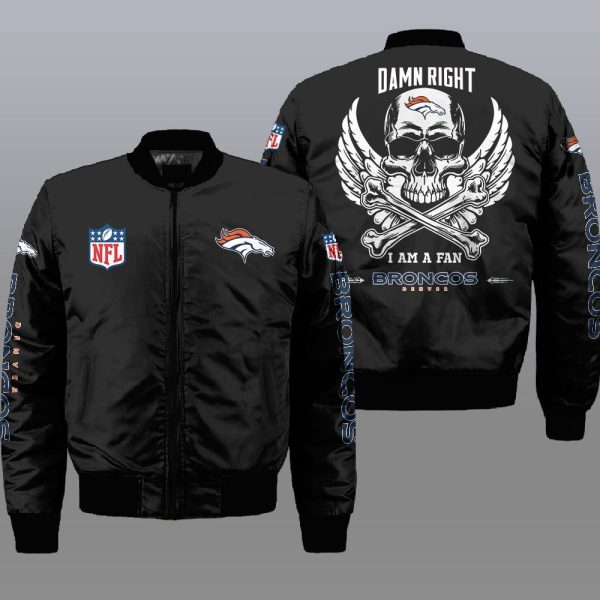 Nfl Denver Broncos Wings Skull 3D Bomber Jacket Denver Broncos Bomber Jacket