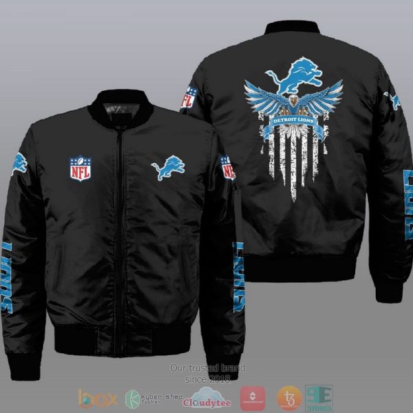 Nfl Detroit Lions Eagle Thin Line Flag Bomber Jacket Detroit Lions Bomber Jacket