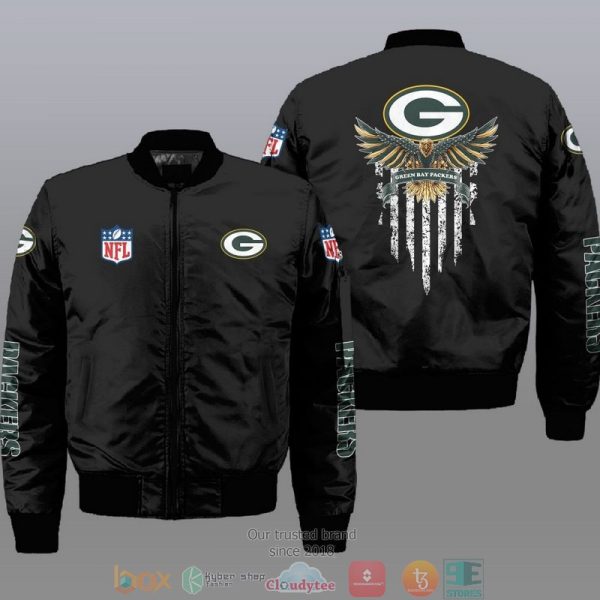 Nfl Green Bay Packers Eagle Thin Line Flag Bomber Jacket Green Bay Packers Bomber Jacket