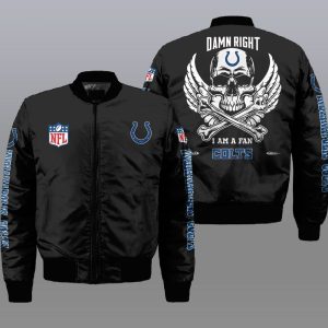 Nfl Indianapolis Colts Wings Skull 3D Bomber Jacket Indianapolis Colts Bomber Jacket