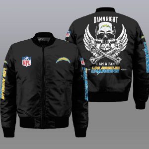 Nfl Los Angeles Chargers Wings Skull 3D Bomber Jacket Los Angeles Chargers Bomber Jacket