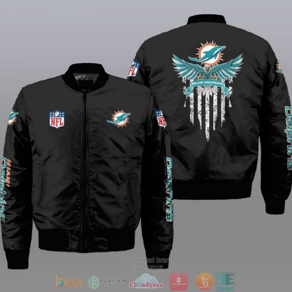 Nfl Miami Dolphins Eagle Thin Line Flag Bomber Jacket Miami Dolphins Bomber Jacket