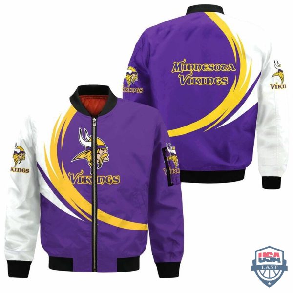 Nfl Minnesota Vikings Curve Design Bomber Jacket Minnesota Vikings Bomber Jacket