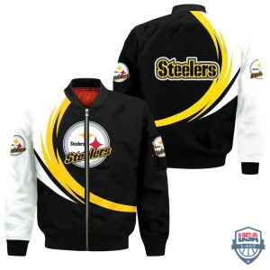 Nfl Pittsburgh Steelers Curve Design Bomber Jacket Pittsburgh Steelers Bomber Jacket