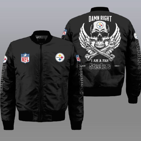 Nfl Pittsburgh Steelers Wings Skull 3D Bomber Jacket Pittsburgh Steelers Bomber Jacket