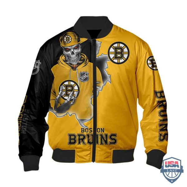 Nhl Boston Bruins Death Skull Bomber Jacket Boston Bruins Bomber Jacket