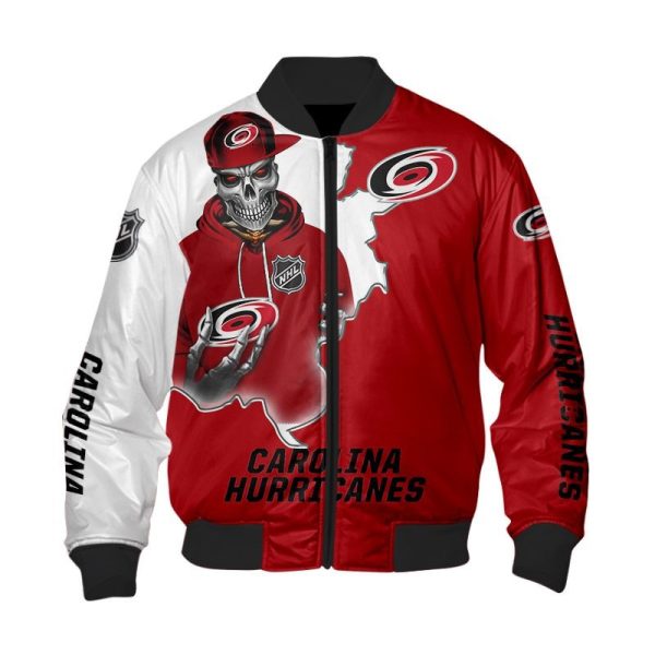 Nhl Carolina Hurricanes Death Skull Bomber Jacket Carolina Hurricanes Bomber Jacket