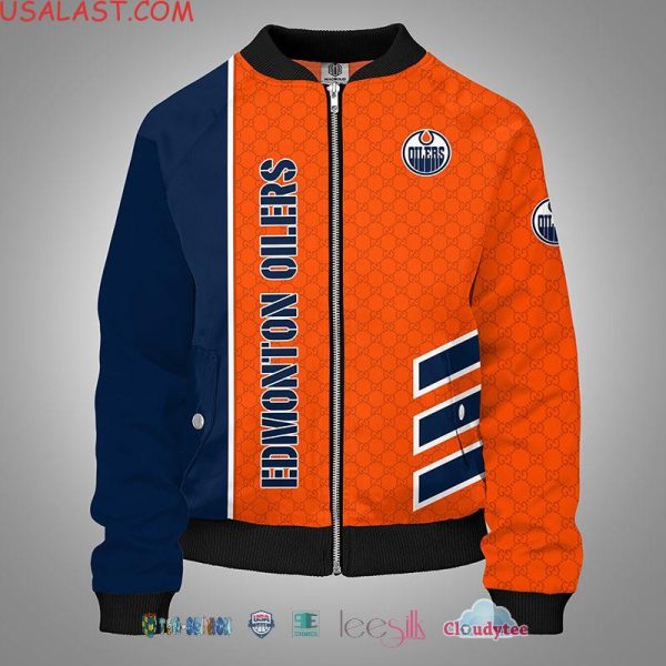 Nhl Edmonton Oilers Gucci 3D Bomber Jacket Edmonton Oilers Bomber Jacket