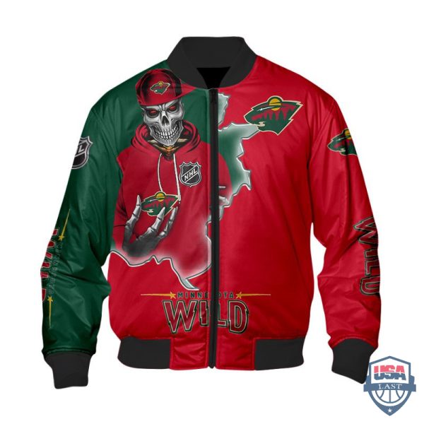 Nhl Minnesota Wild Death Skull Bomber Jacket Minnesota Wild Bomber Jacket