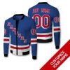 Nhl New York Rangers Team Personalized Blue 3D Bomber Jacket New York Rangers Bomber Jacket