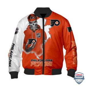 Nhl Philadelphia Flyers Death Skull Bomber Jacket Philadelphia Flyers Bomber Jacket