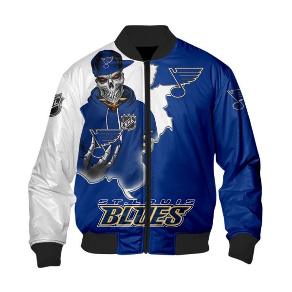 Nhl St Louis Blues Death Skull Bomber Jacket St Louis Blues Bomber Jacket