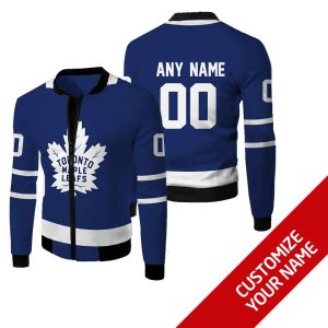 Nhl Toronto Maple Leafs Team Personalized Blue 3D Bomber Jacket Toronto Maple Leafs Bomber Jacket