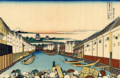 Nihonbashi bridge in Edo Hokusai