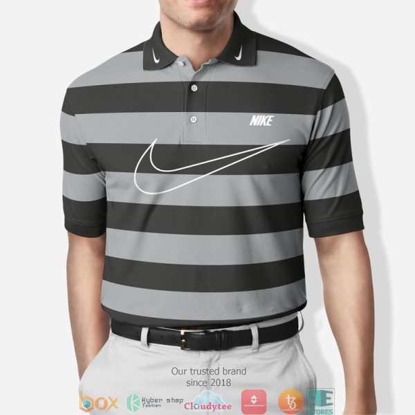 Nike Grey Stripe Pattern Polo Shirt Nike Polo Shirts