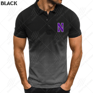 Northwestern Wildcats Football Men Gradient Polo Shirt Football Team Polo Shirts