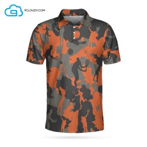 Orange Camouflage Tennis Full Printing Polo Shirt Tennis Polo Shirts