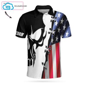 Personalized American Flag With Skull Billiards Custom Full Printing Polo Shirt Billiards Polo Shirts