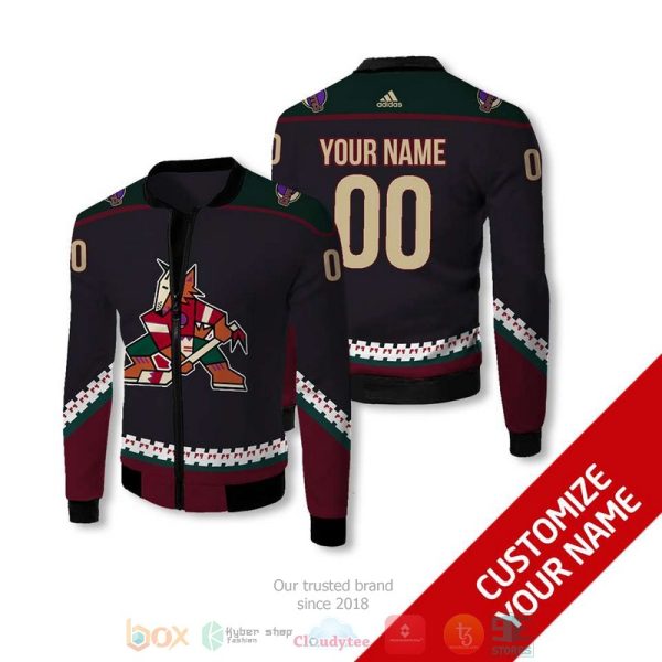 Personalized Arizona Coyotes Nhl Dark Purple Custom Bomber Jacket Arizona Coyotes Bomber Jacket