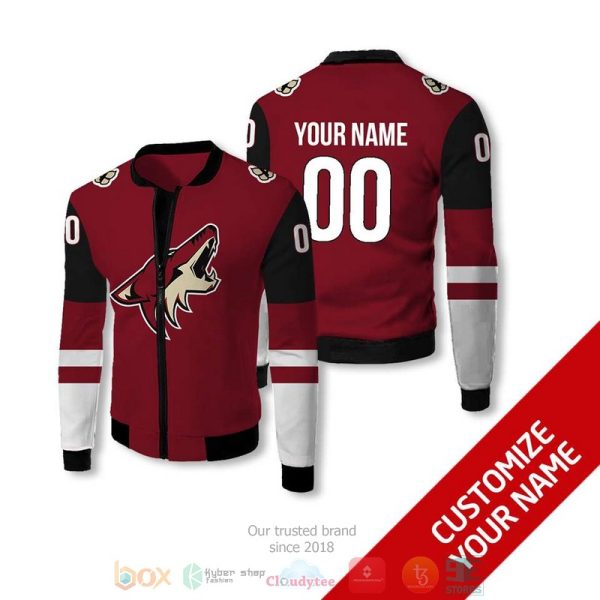 Personalized Arizona Coyotes Nhl Dark Red Custom Bomber Jacket Arizona Coyotes Bomber Jacket