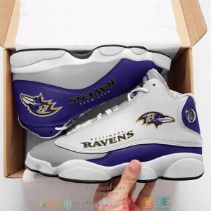 Personalized Baltimore Ravens Nfl Big Logo Football Team 117 Air Jordan 13 Sneaker Shoes Baltimore Ravens Air Jordan 13 Shoes