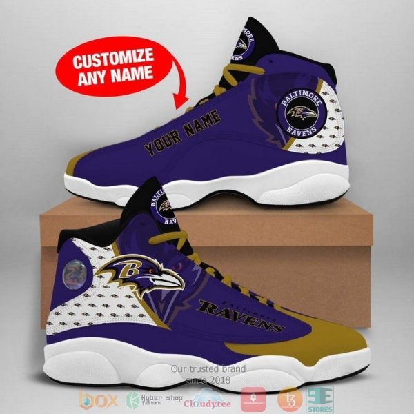 Personalized Baltimore Ravens Nfl Football Team Air Jordan 13 Sneaker Shoes Baltimore Ravens Air Jordan 13 Shoes