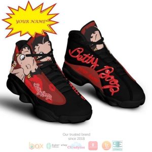 Personalized Betty Boop Custom Red Black Air Jordan 13 Shoes Betty Boop Air Jordan 13 Shoes