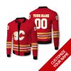 Personalized Calgary Flames Nhl Red Yellow Custom Bomber Jacket Calgary Flames Bomber Jacket