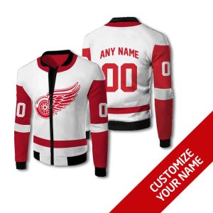 Personalized Calgary Flames Nhl White Red Custom Bomber Jacket Calgary Flames Bomber Jacket