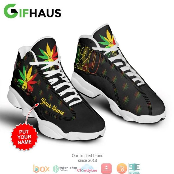 Personalized Cannabis 420 Color Air Jordan 13 Sneaker Shoes Cannabis Air Jordan 13 Shoes